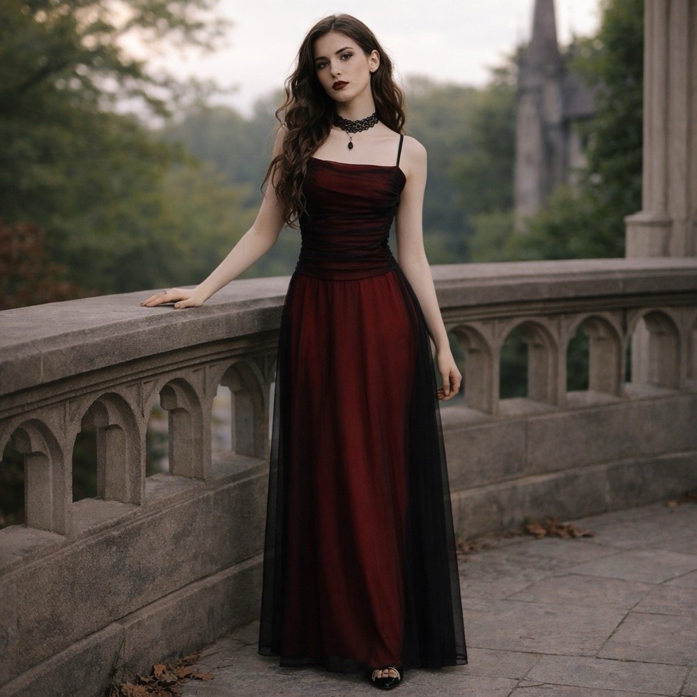 Vintage Cache Red Prom Gown Goth Fairy Whimsigoth Vampire Formal Size 2